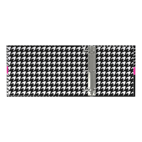 Houndstooth w/Pink Accent 3 Ring Binders - Full Wrap - 3" - OPEN INSIDE