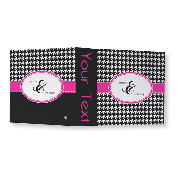 Houndstooth w/Pink Accent 3 Ring Binders - Full Wrap - 3" - OPEN OUTSIDE