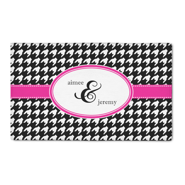 Custom Houndstooth w/Pink Accent 3' x 5' Indoor Area Rug (Personalized)