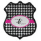 Houndstooth w/Pink Accent Iron On Shield Patch C w/ Couple's Names