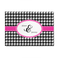 Houndstooth w/Pink Accent 4' x 6' Indoor Area Rug (Personalized)