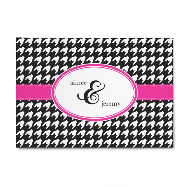 Custom Houndstooth w/Pink Accent 4' x 6' Indoor Area Rug (Personalized)
