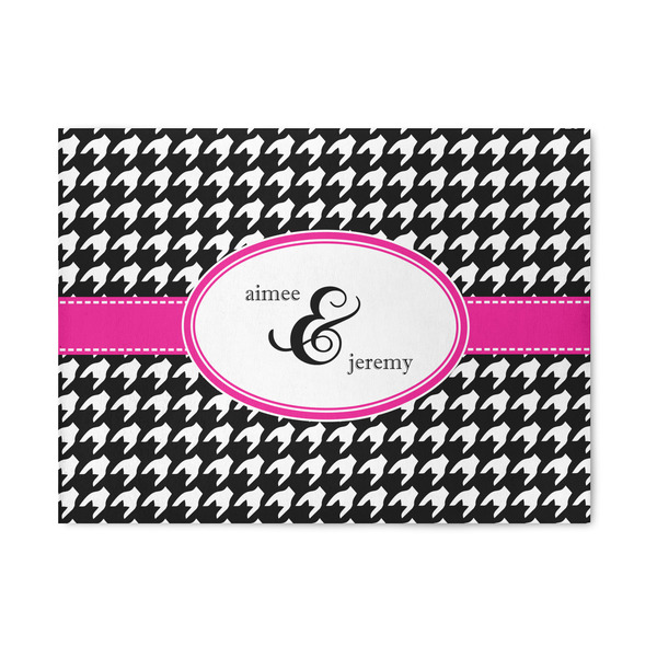 Custom Houndstooth w/Pink Accent Area Rug (Personalized)