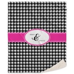 Houndstooth w/Pink Accent Sherpa Throw Blanket (Personalized)
