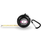 Houndstooth w/Pink Accent Pocket Tape Measure - 6 Ft w/ Carabiner Clip (Personalized)