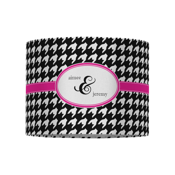 Houndstooth w/Pink Accent 8" Drum Lampshade - FRONT (Fabric)