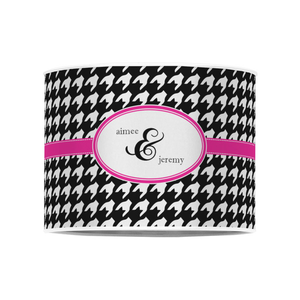 Houndstooth w/Pink Accent 8" Drum Lampshade - FRONT (Poly Film)