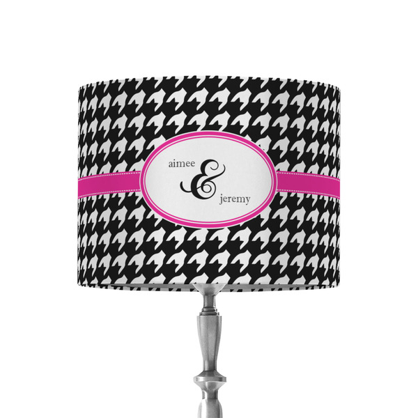 Custom Houndstooth w/Pink Accent 8" Drum Lamp Shade - Fabric (Personalized)