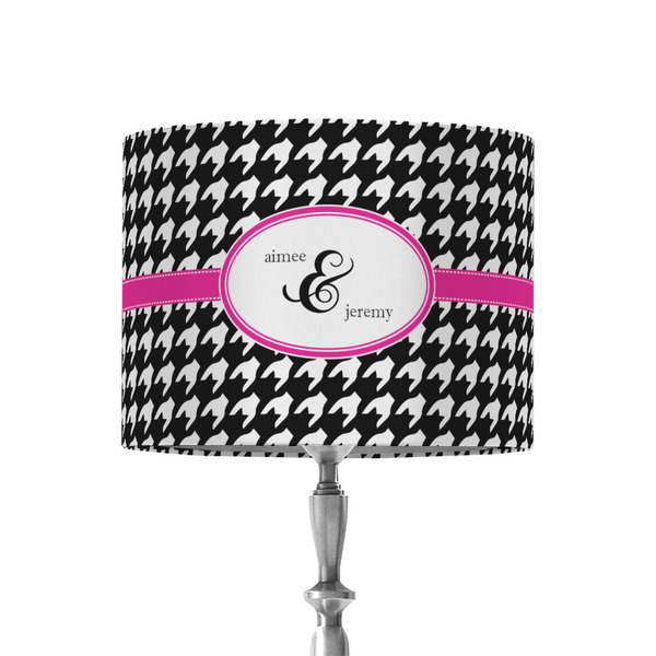 Custom Houndstooth w/Pink Accent 8" Drum Lamp Shade - Fabric (Personalized)