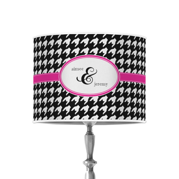 Custom Houndstooth w/Pink Accent 8" Drum Lamp Shade - Poly-film (Personalized)