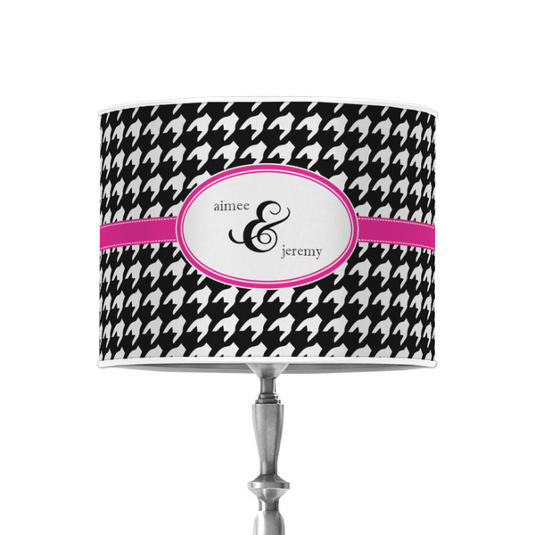 Houndstooth w/Pink Accent 8" Drum Lampshade - ON STAND (Poly Film)