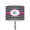 Houndstooth w/Pink Accent 8" Drum Lampshade - ON STAND (Poly Film)