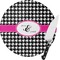 Houndstooth w/Pink Accent 8 Inch Small Glass Cutting Board