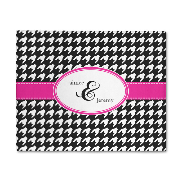 Custom Houndstooth w/Pink Accent 8' x 10' Patio Rug (Personalized)