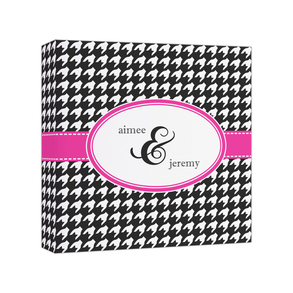 Custom Houndstooth w/Pink Accent Canvas Print - 8x8 (Personalized)