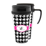 Houndstooth w/Pink Accent Acrylic Travel Mug (Personalized)
