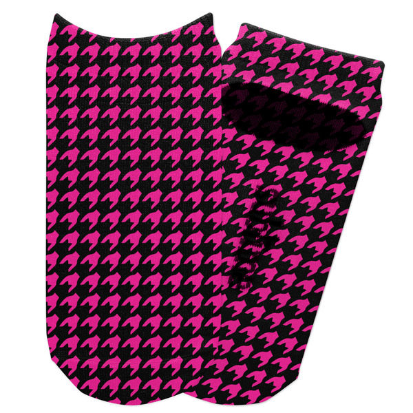 Custom Houndstooth w/Pink Accent Adult Ankle Socks