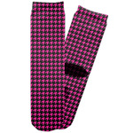 Houndstooth w/Pink Accent Adult Crew Socks (Personalized)