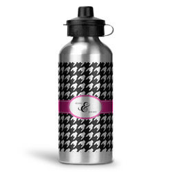 Houndstooth w/Pink Accent Water Bottles - 20 oz - Aluminum (Personalized)