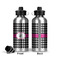Houndstooth w/Pink Accent Aluminum Water Bottle - Front and Back