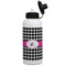 Houndstooth w/Pink Accent Aluminum Water Bottle - White Front