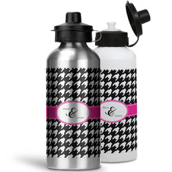 Houndstooth w/Pink Accent Water Bottles - 20 oz - Aluminum (Personalized)