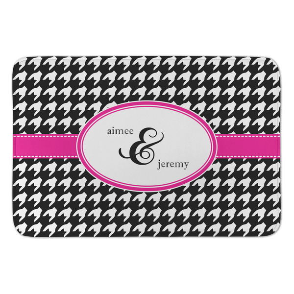 Custom Houndstooth w/Pink Accent Anti-Fatigue Kitchen Mat (Personalized)