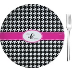 Houndstooth w/Pink Accent Glass Appetizer / Dessert Plate 8" (Personalized)