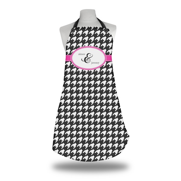 Custom Houndstooth w/Pink Accent Apron w/ Couple's Names