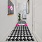 Houndstooth w/Pink Accent Area Rug Sizes - In Context (vertical)