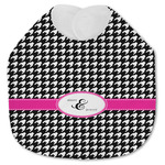 Houndstooth w/Pink Accent Jersey Knit Baby Bib w/ Couple's Names