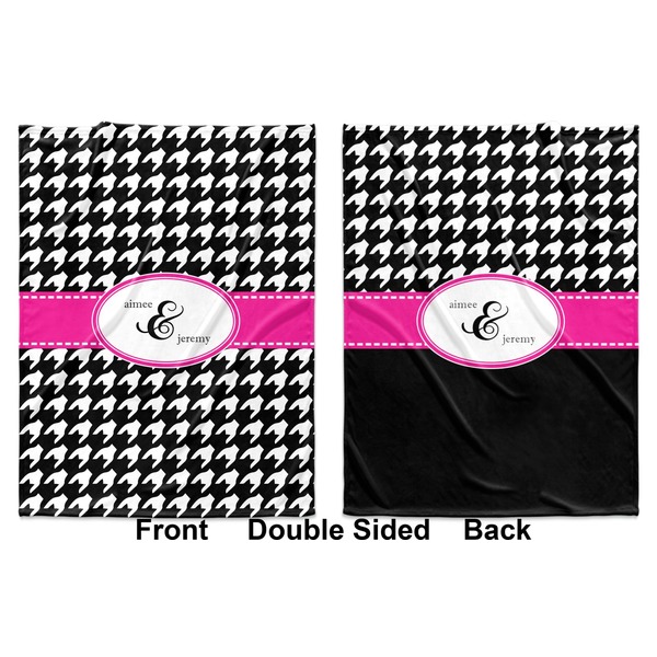 Houndstooth w/Pink Accent Baby Blanket (Double Sided - Printed Front and Back)