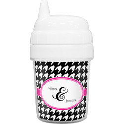 Houndstooth w/Pink Accent Baby Sippy Cup (Personalized)