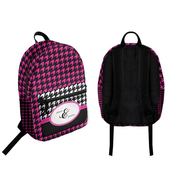Houndstooth w/Pink Accent Backpack front and back - Apvl
