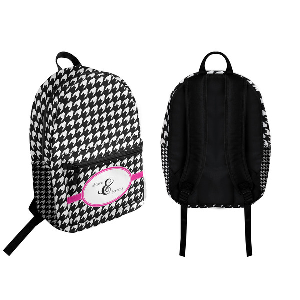 Houndstooth w/Pink Accent Backpack front and back - Apvl