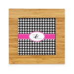 Houndstooth w/Pink Accent Bamboo Trivet with Ceramic Tile Insert (Personalized)