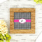 Houndstooth w/Pink Accent Bamboo Trivet with 6" Tile - LIFESTYLE