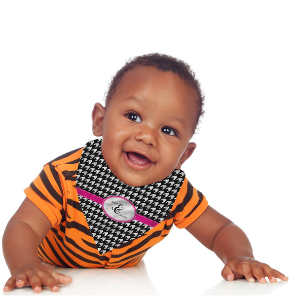 Houndstooth w/Pink Accent Bandana Bib - (Lifestyle 1 boy)