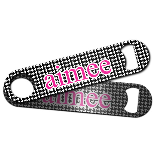 Houndstooth w/Pink Accent Bar Bottle Opener - Main