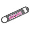 Houndstooth w/Pink Accent Bar Bottle Opener - White w/ Couple's Names