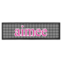 Houndstooth w/Pink Accent Bar Mat - Large (Personalized)