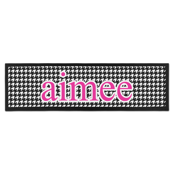 Custom Houndstooth w/Pink Accent Bar Mat - Large (Personalized)