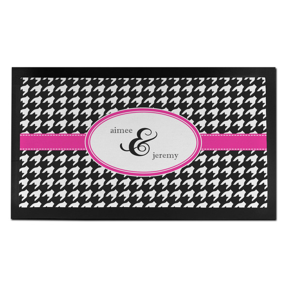 Houndstooth w/Pink Accent Bar Mat - Small - FRONT