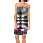 Houndstooth w/Pink Accent Spa / Bath Wrap (Personalized)