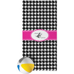 Houndstooth w/Pink Accent Beach Towel (Personalized)