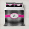 Houndstooth w/Pink Accent Duvet Cover Set - Full / Queen (Personalized)