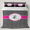 Houndstooth w/Pink Accent Duvet Cover Set - King (Personalized)