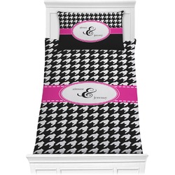 Houndstooth w/Pink Accent Comforter Set - Twin (Personalized)