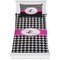 Houndstooth w/Pink Accent Bedding Set (Twin)