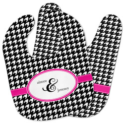 Houndstooth w/Pink Accent Baby Bib w/ Couple's Names